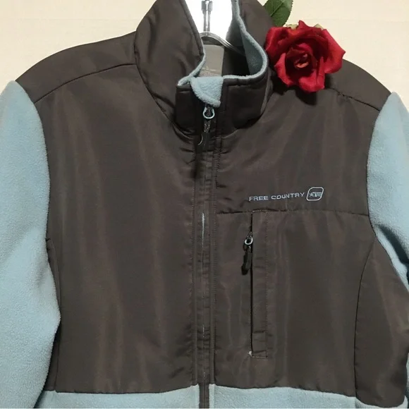 Free country full zip soft shell Jacket blue & Grey LG - Picture 4 of 14